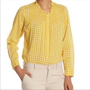 J. Crew Yellow Gingham Button Front Top NWT S